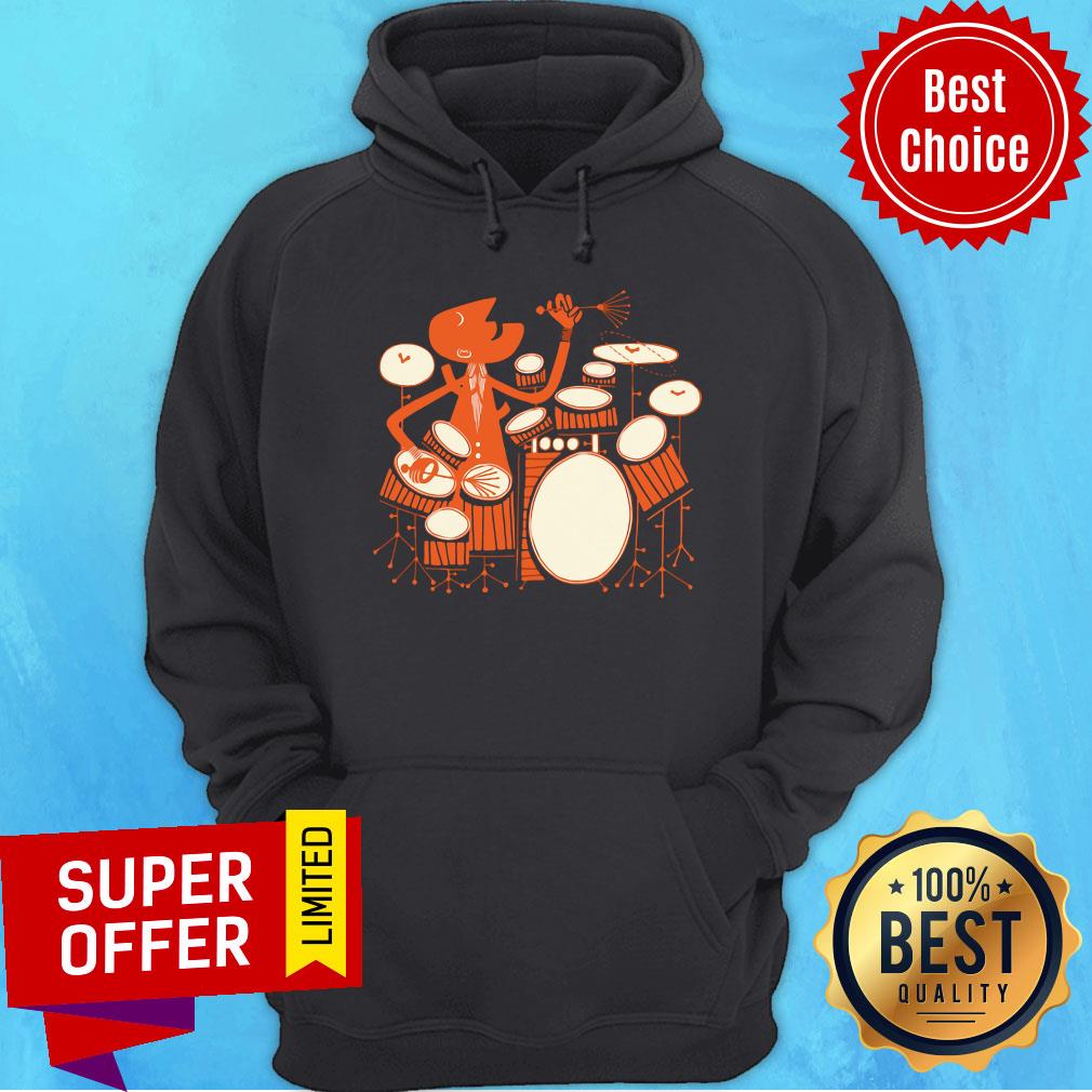 Premium Drummer Orange Drum Set Shirt - Image 2