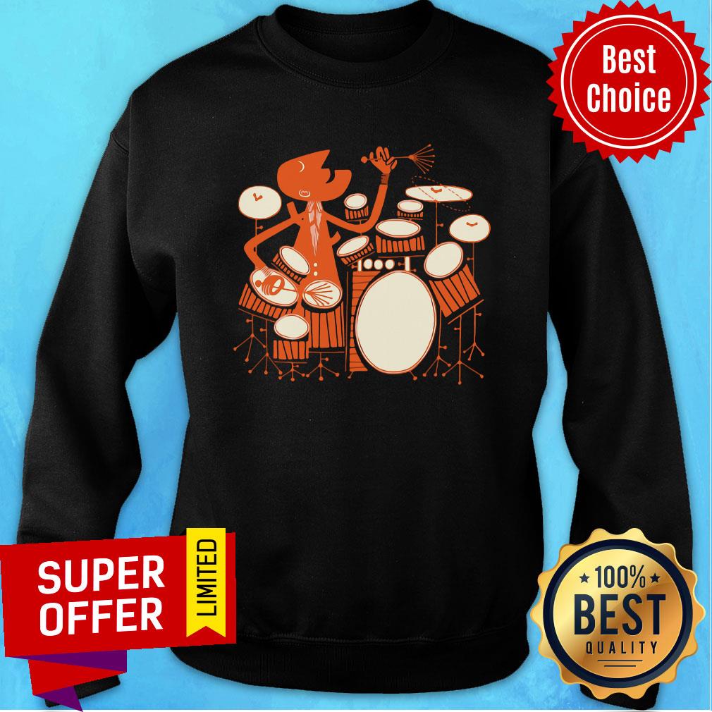 Premium Drummer Orange Drum Set Shirt - Image 4