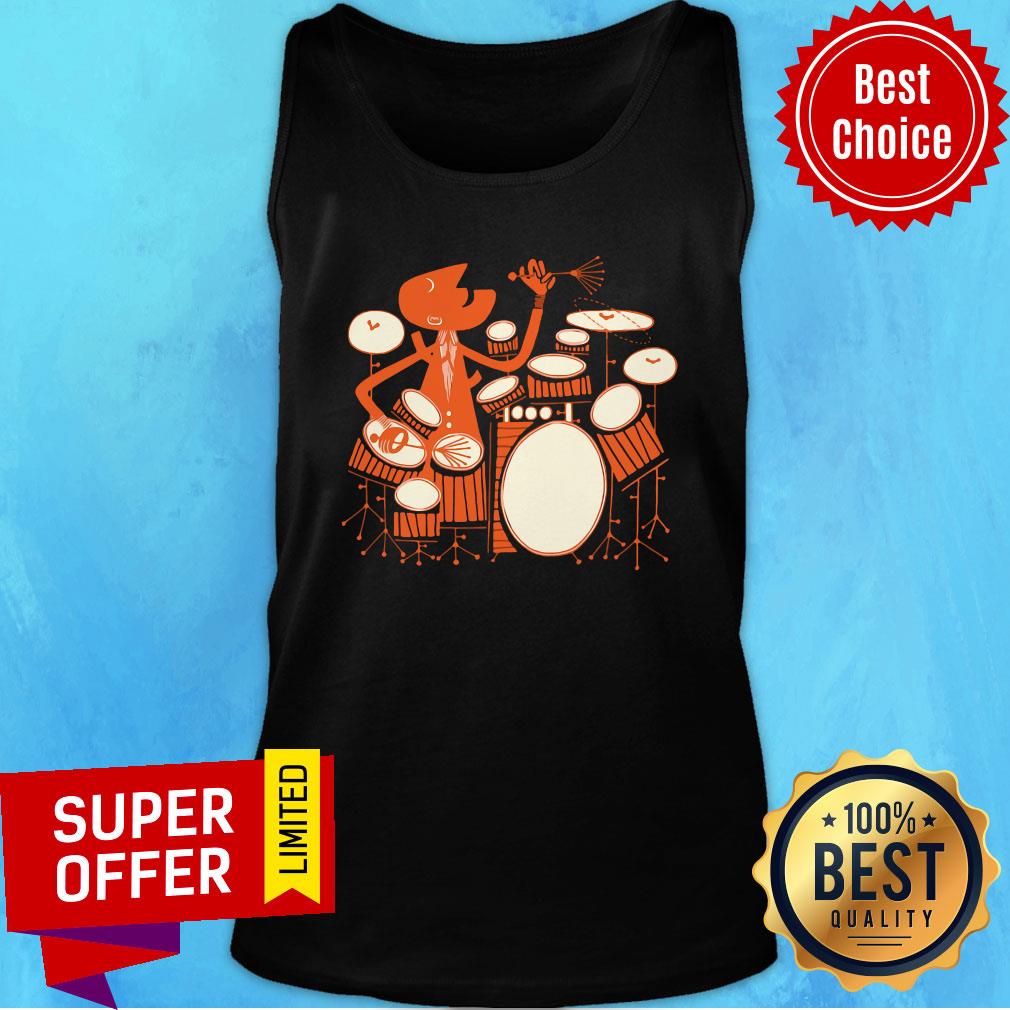 Premium Drummer Orange Drum Set Shirt - Image 3