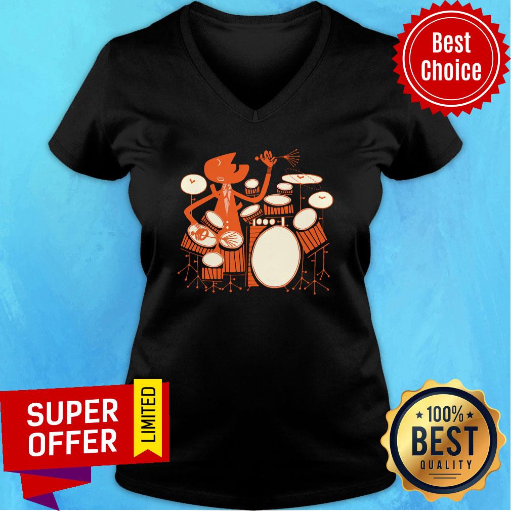 Premium Drummer Orange Drum Set Shirt - Image 5