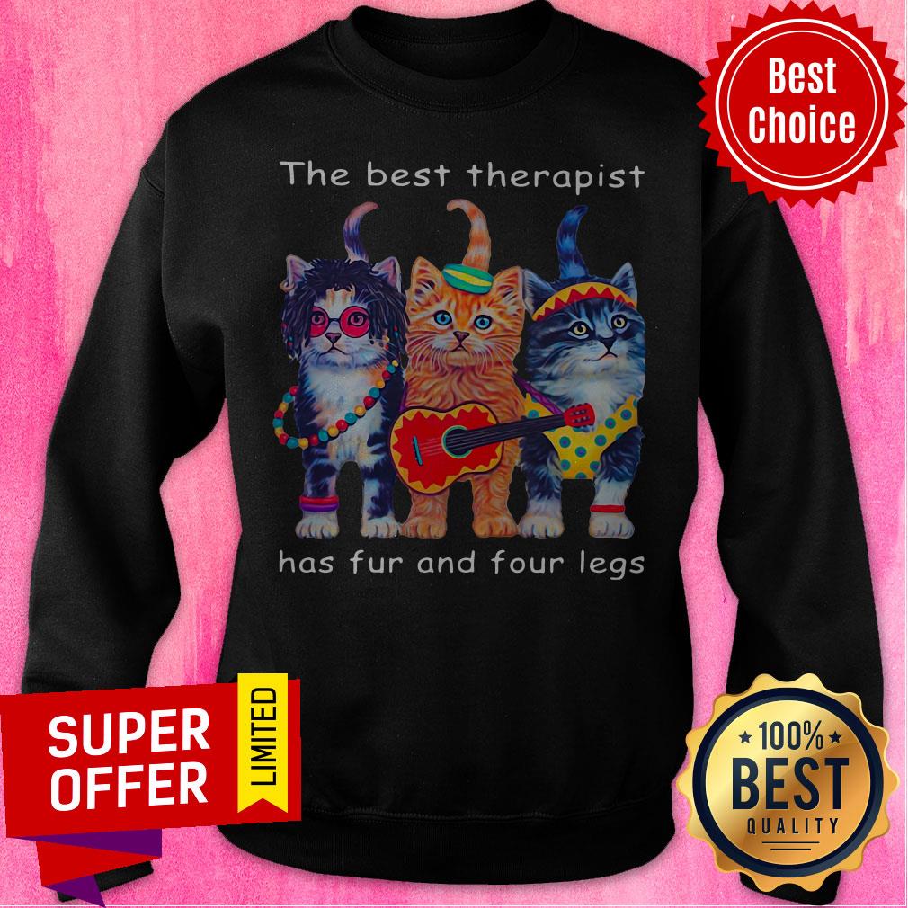 Three Cats The Best Therapist Has Fur And Four Legs Shirt - Image 2