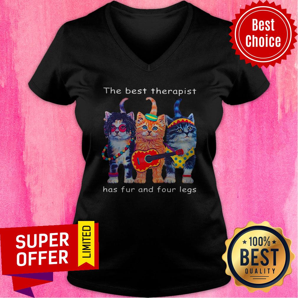 Three Cats The Best Therapist Has Fur And Four Legs Shirt - Image 4