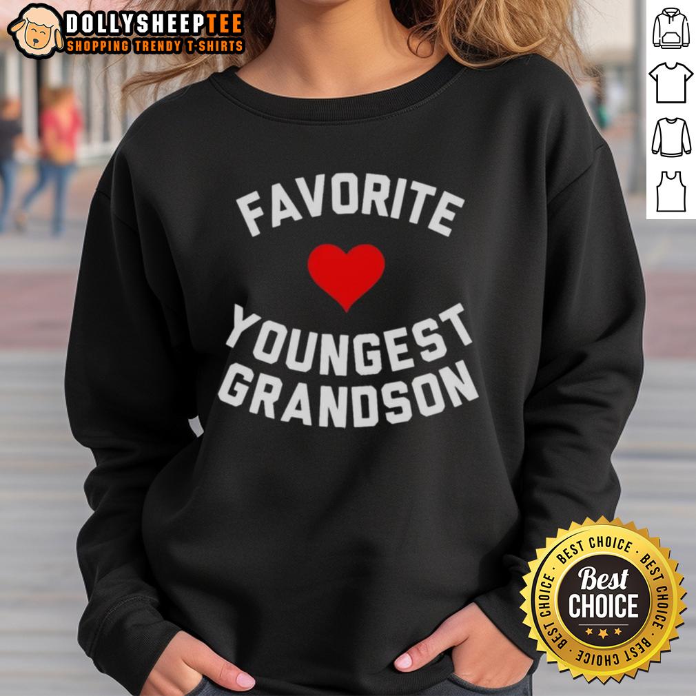 Top Favorite Youngest Grandson Heart T-Shirt - Image 5