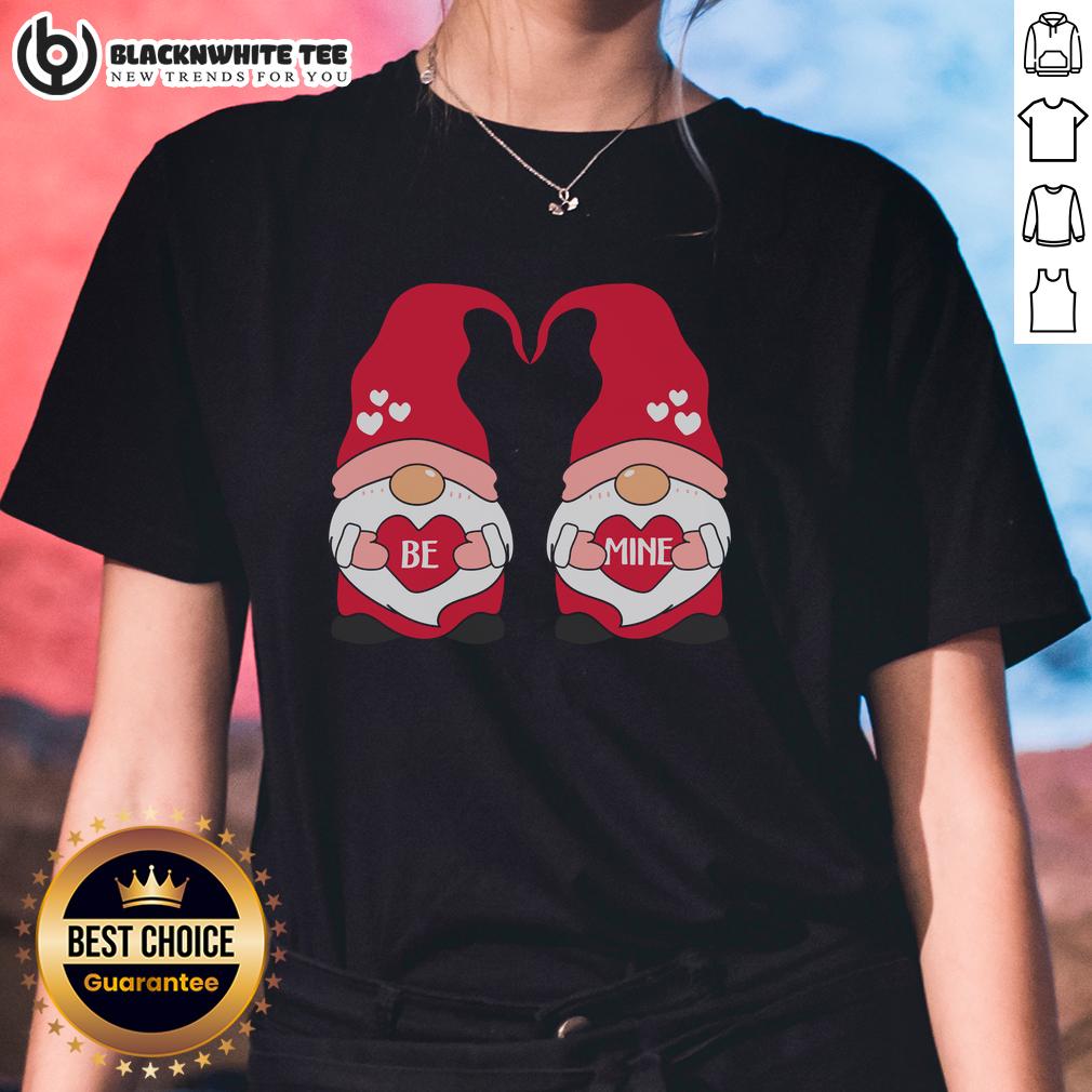 Awesome Be Mine Valentine Gnome Couple Shirt Cute Love Heart Valentine's Day T-Shirt - Image 3