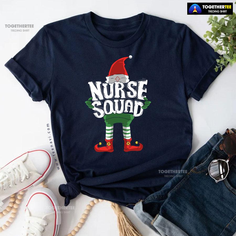 Christmas Elf Nurse Squad T-Shirt - Image 5