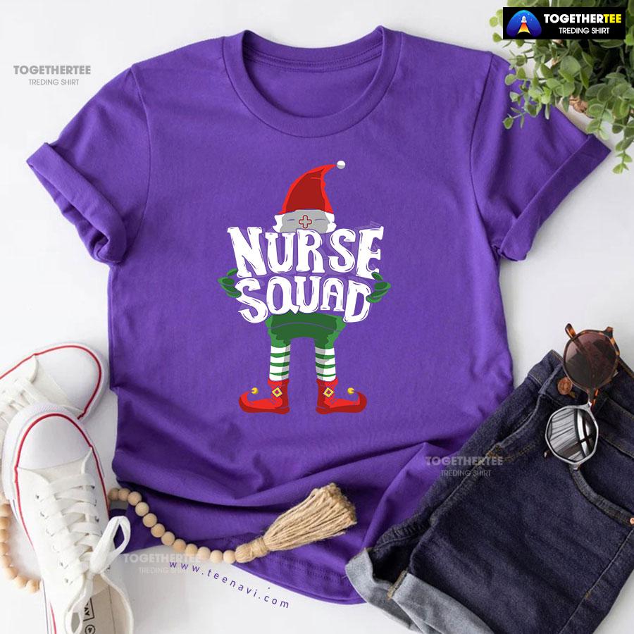 Christmas Elf Nurse Squad T-Shirt - Image 7