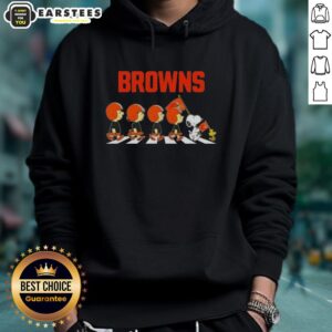 Alternative view of Top Cleveland Browns X Peanuts Snoopy And Friends Abbey Road T-Shirt