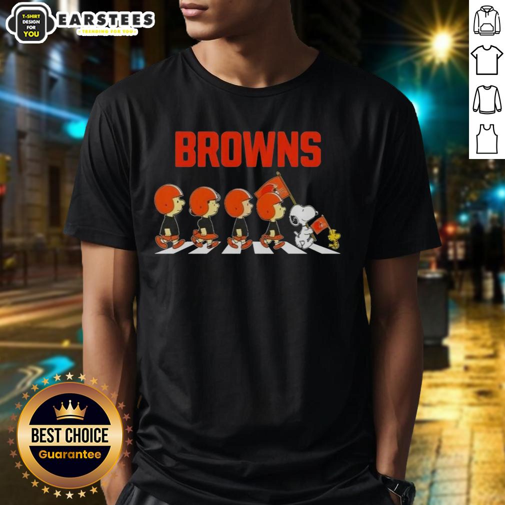 Top Cleveland Browns X Peanuts Snoopy And Friends Abbey Road T-Shirt