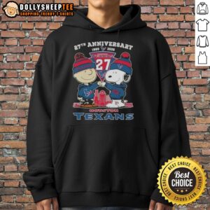 Alternative view of Hot Charlie Brown And Snoopy 27th Anniversary 1999 2026 Houston Texans Football Skyline T-Shirt