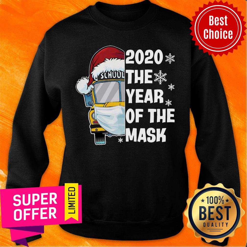 Funny Bus School 2020 The Year Of The Mask Christmas Shirt - Image 5