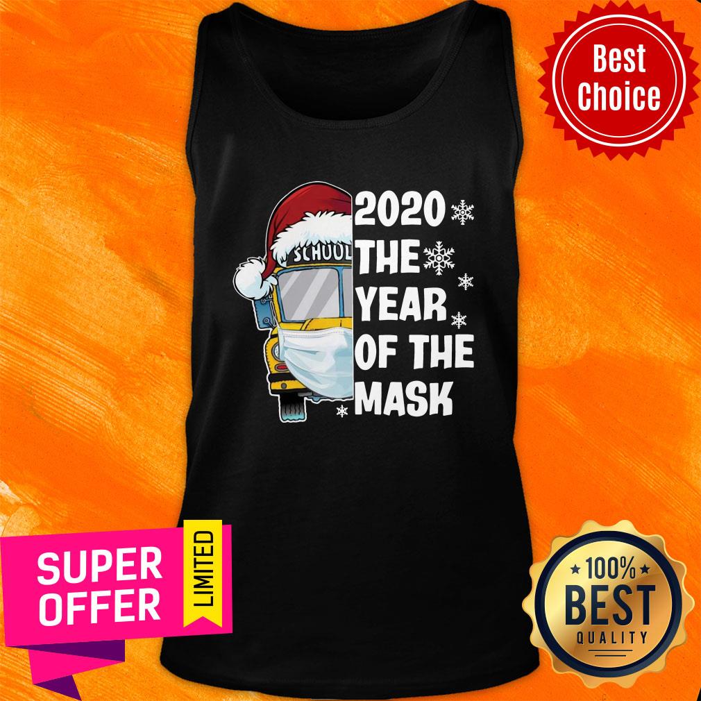Funny Bus School 2020 The Year Of The Mask Christmas Shirt - Image 4
