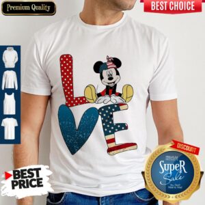 Awesome Love Mickey Mouse American Flag Firework Independence Day Shirt
