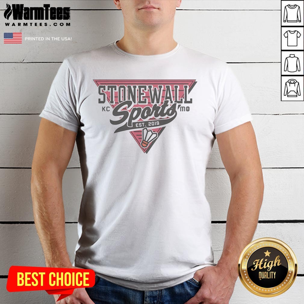 Top Stonewall Sports KC MO Est 2019 Badminton Logo Shirt