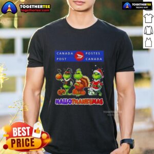 Awesome Canada Post X Grinch Cosplay Happy HalloThanksMas T-Shirt
