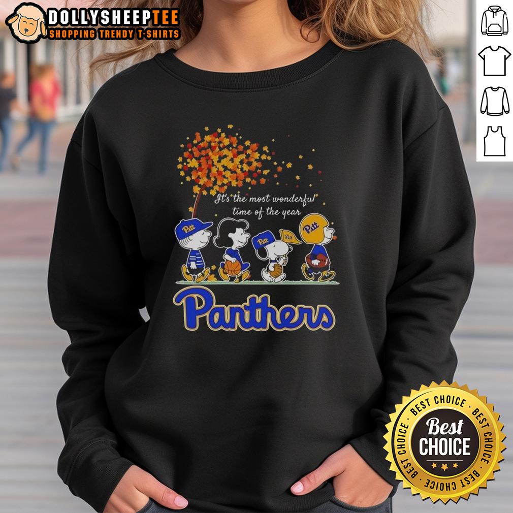 Good Snoopy And Friends Pitt Panthers It's The Most Wonderful Time Of The Year Autumn T-Shirt - Image 5