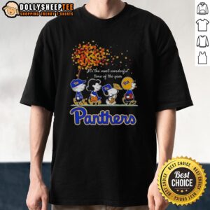 Good Snoopy And Friends Pitt Panthers It's The Most Wonderful Time Of The Year Autumn T-Shirt