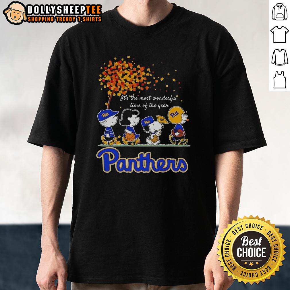 Good Snoopy And Friends Pitt Panthers It's The Most Wonderful Time Of The Year Autumn T-Shirt