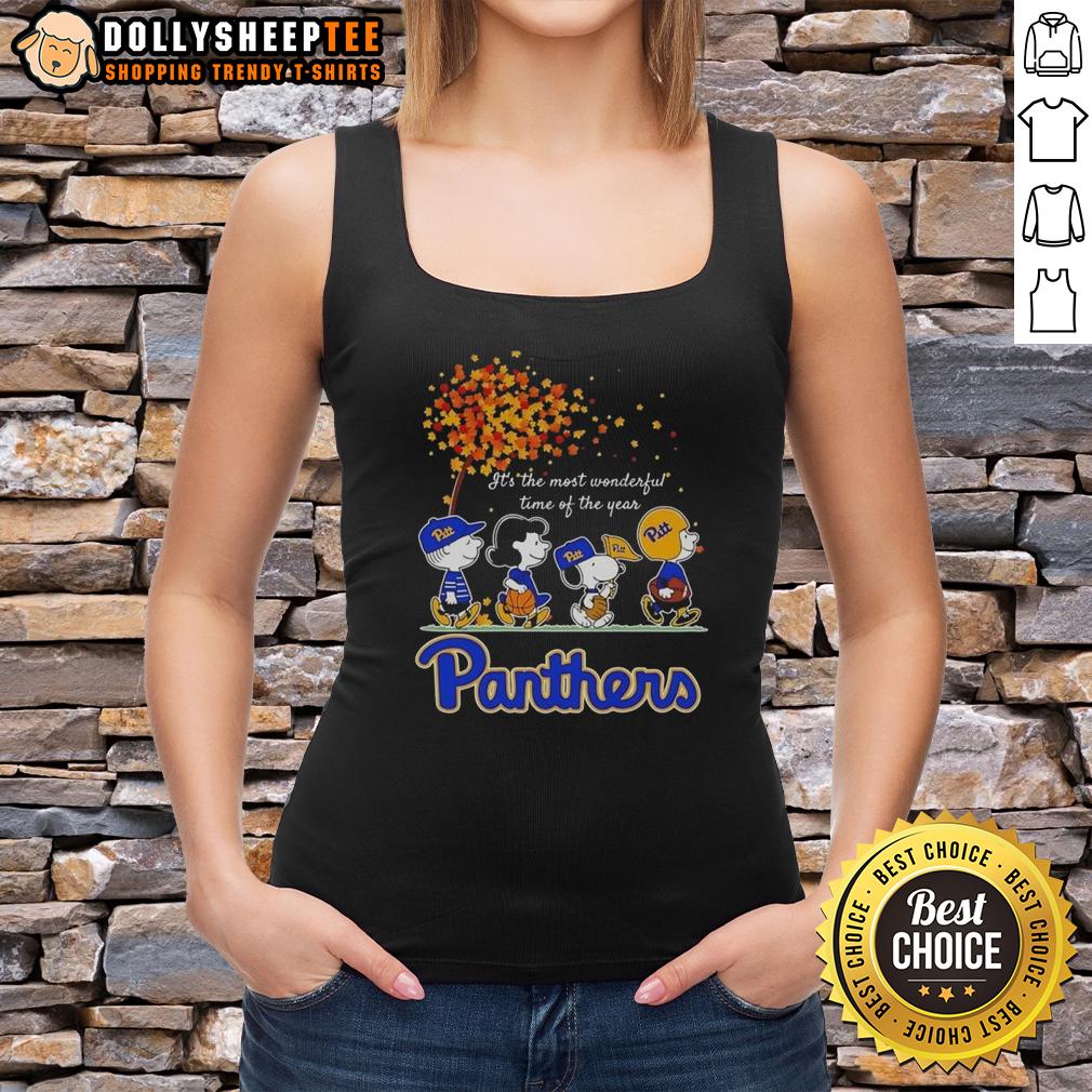 Good Snoopy And Friends Pitt Panthers It's The Most Wonderful Time Of The Year Autumn T-Shirt - Image 4
