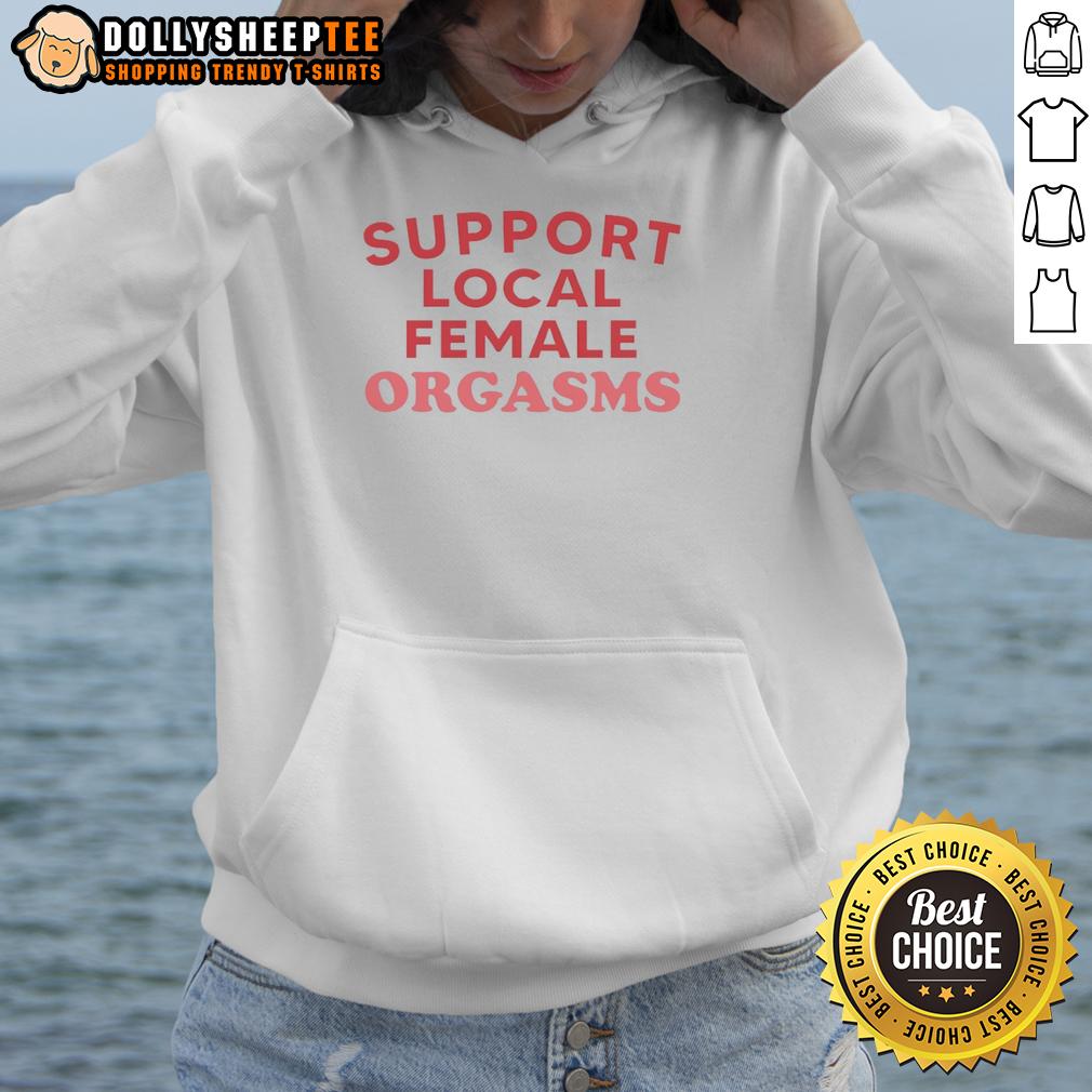 Awesome Support Local Female Orgasms Red Text T-Shirt - Image 2
