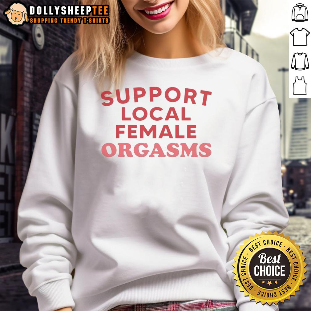 Awesome Support Local Female Orgasms Red Text T-Shirt - Image 4