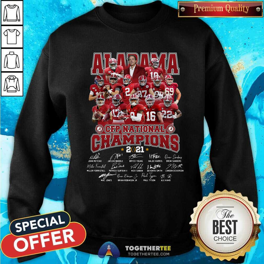Great Alabama Crimson Tide CFP National Champions 2021 Signatures Shirt - Image 4