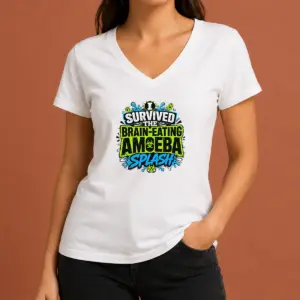 Alternative view of Good Brain Eating Amoeba Survival Typography Shirt