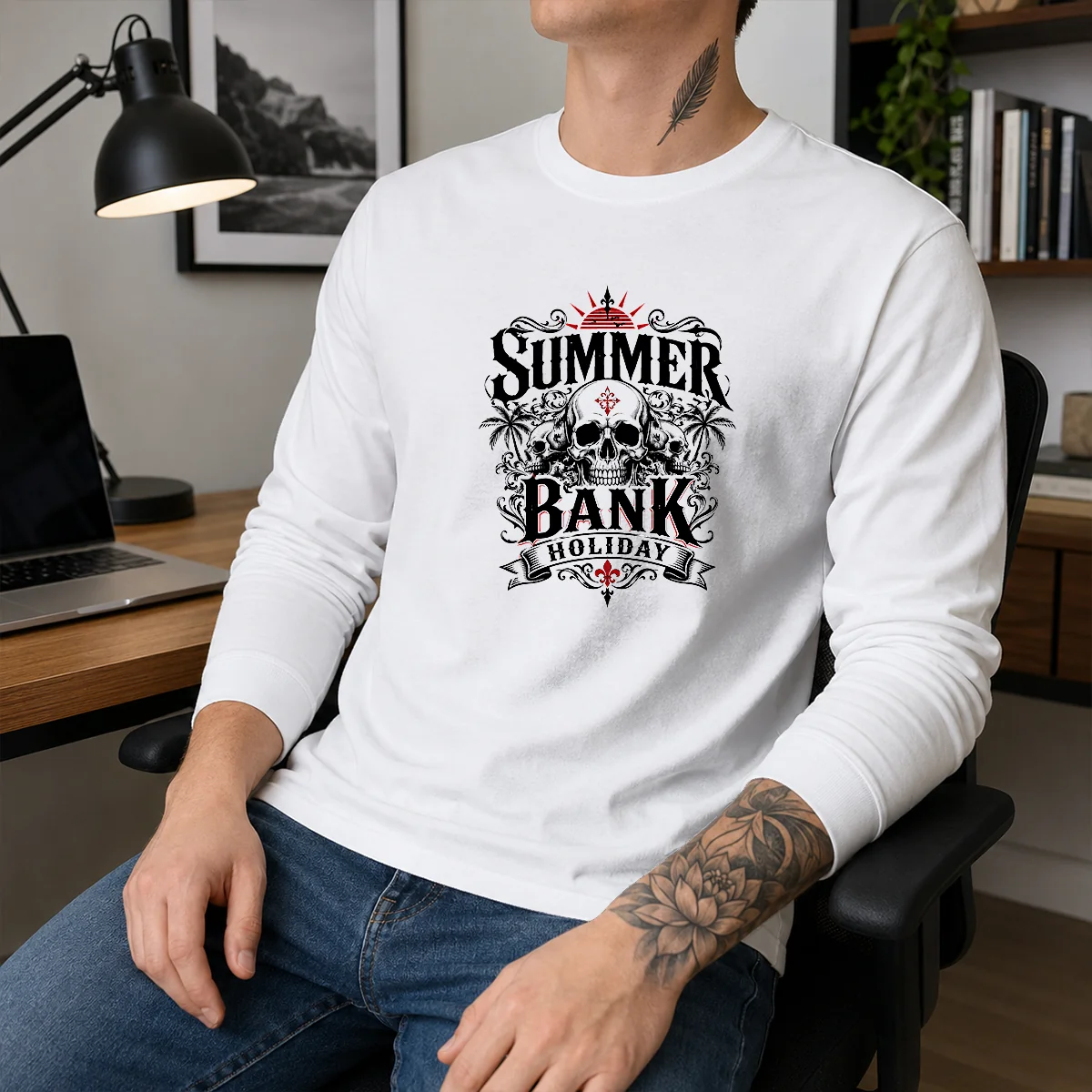 Good Gothic Skull Palm Summer Bank Holiday Ornate Shirt - Image 3