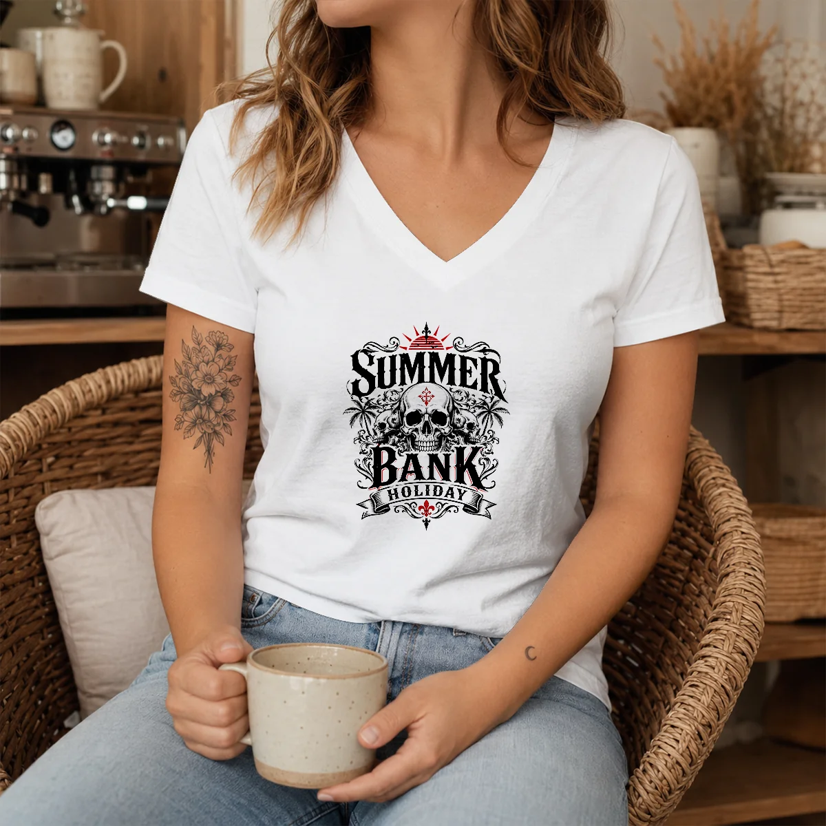 Good Gothic Skull Palm Summer Bank Holiday Ornate Shirt - Image 8