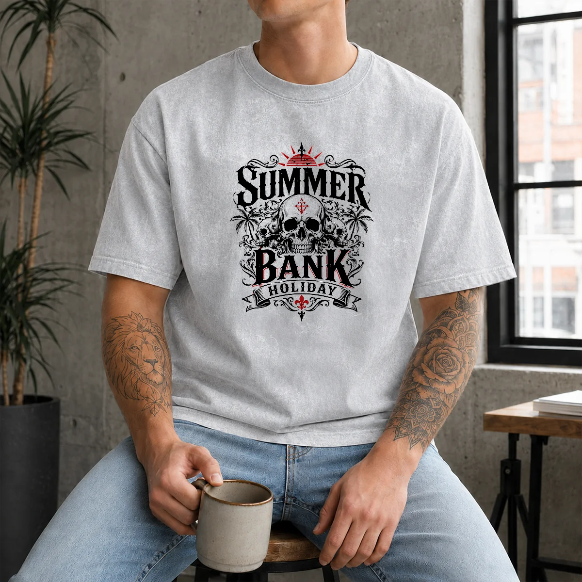Good Gothic Skull Palm Summer Bank Holiday Ornate Shirt - Image 9