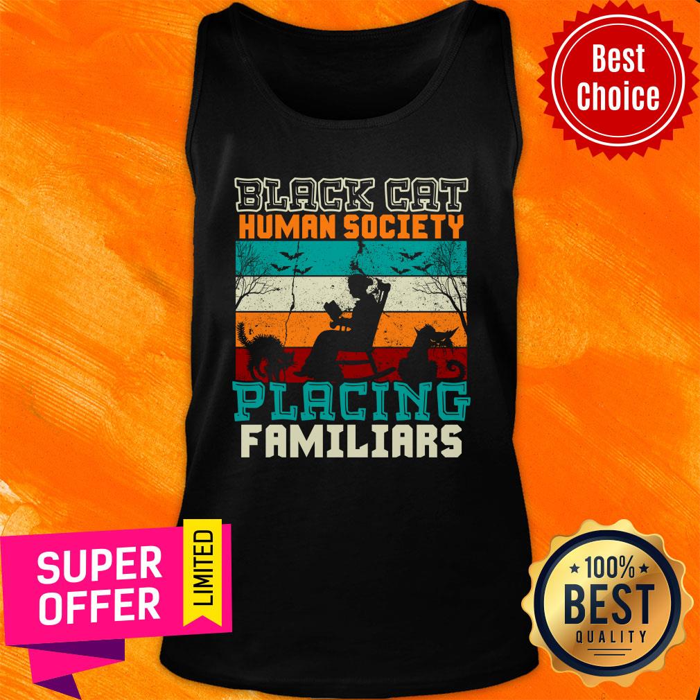 Black Cat Human Society Placing Familiar Vintage Shirt - Image 4