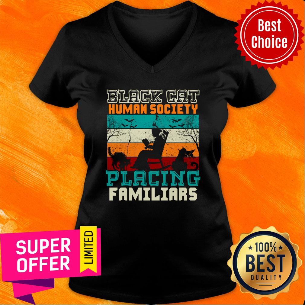Black Cat Human Society Placing Familiar Vintage Shirt - Image 3