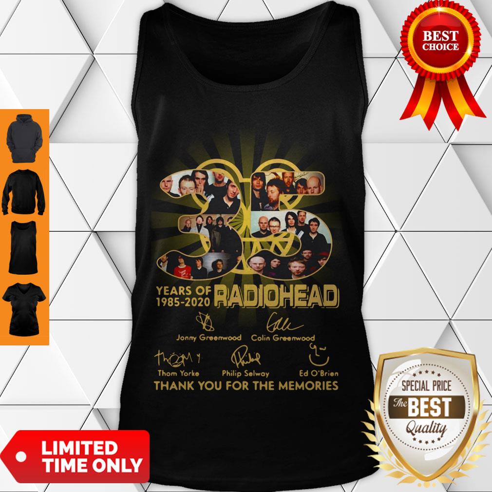 Official Radiohead English Rock Band 35th Years Of 1985-2020 Signature Shirt - Image 4