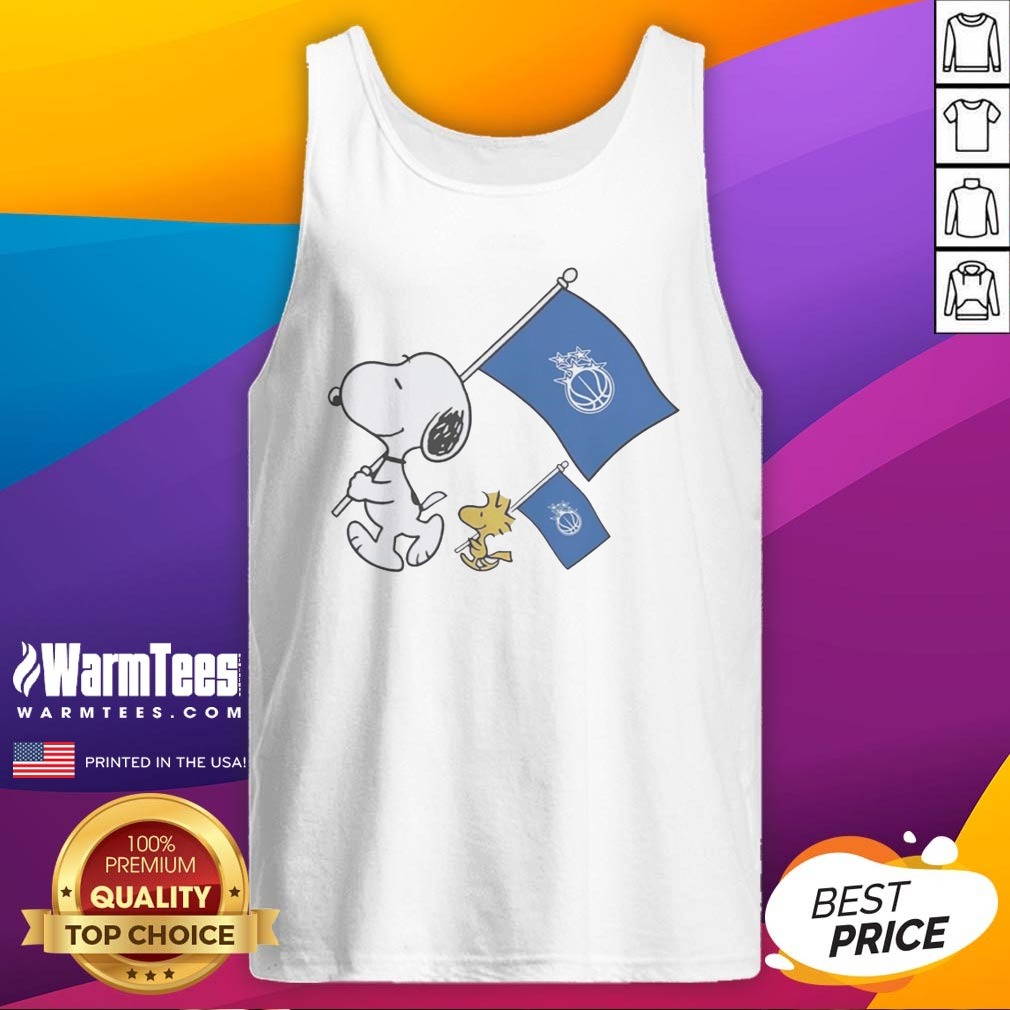 Official Snoopy And Woodstock Holding Orlando Magic Flags To Cheer Shirt - Image 5