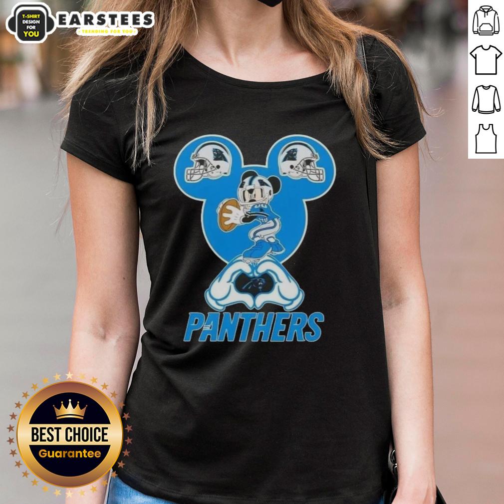 Good Mickey Hands Heart Love Carolina Panthers Football T-Shirt - Image 3