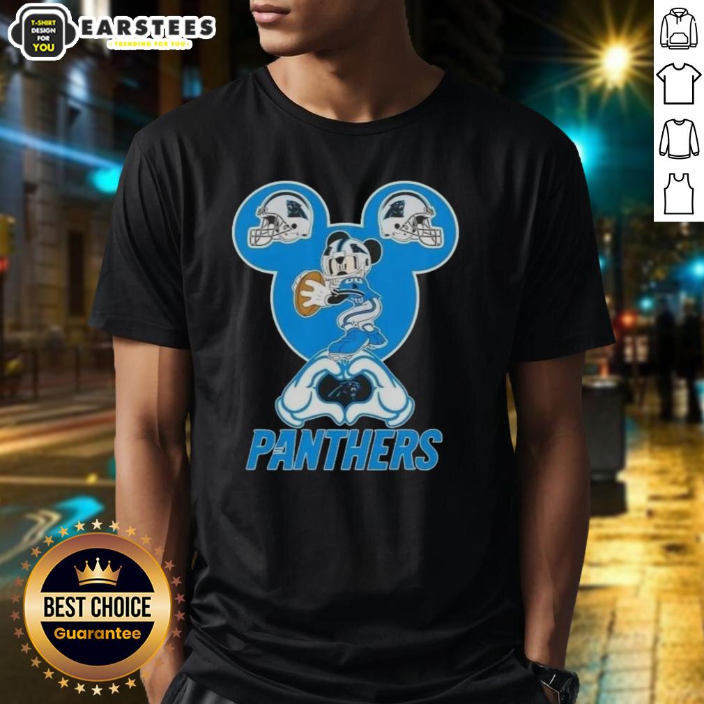 Good Mickey Hands Heart Love Carolina Panthers Football T-Shirt