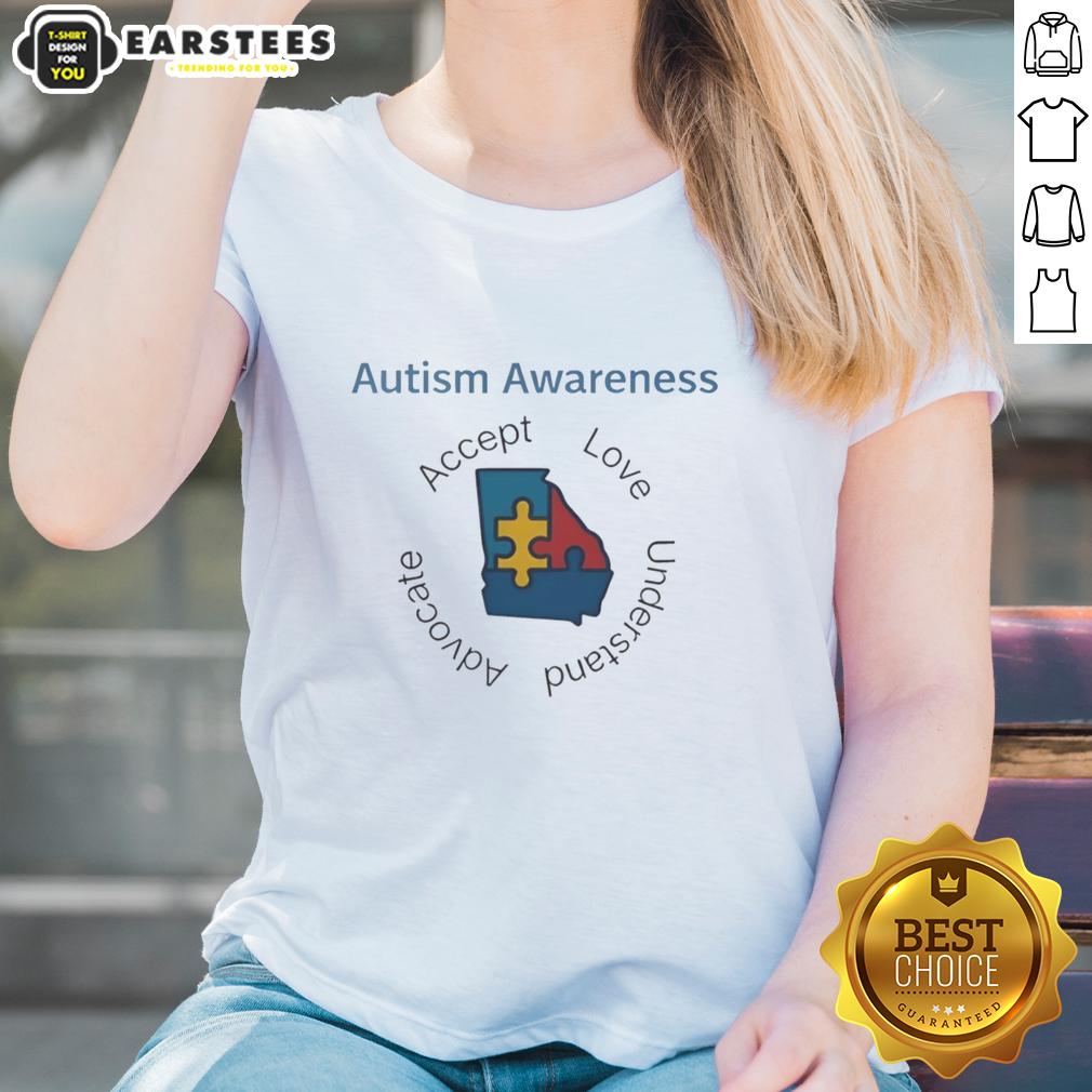 Premium Autism Awareness Georgia Puzzle Piece Accept Love Understand Advocate T-Shirt - Image 3