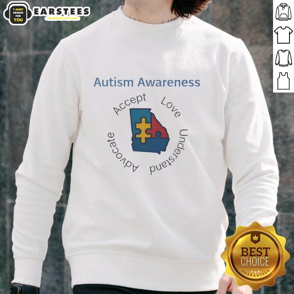 Premium Autism Awareness Georgia Puzzle Piece Accept Love Understand Advocate T-Shirt - Image 5