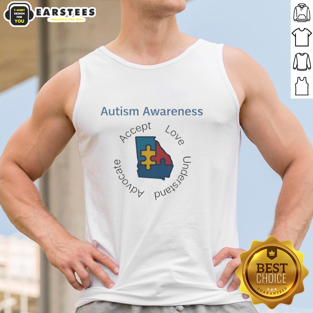 Premium Autism Awareness Georgia Puzzle Piece Accept Love Understand Advocate T-Shirt - Image 4
