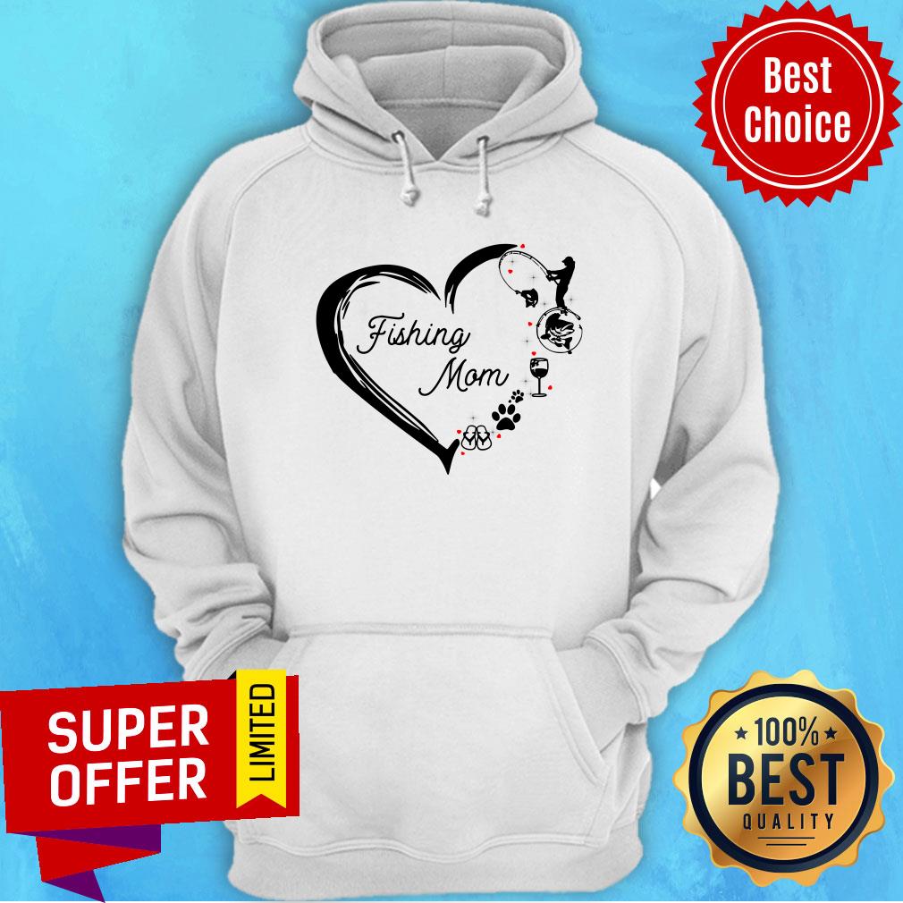 Nice Fishing Mom Heart Shirt - Image 5
