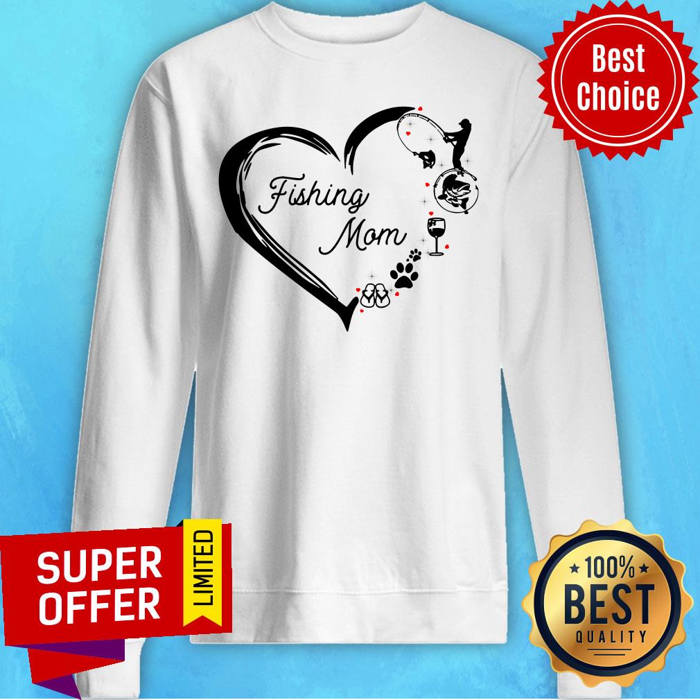 Nice Fishing Mom Heart Shirt - Image 4