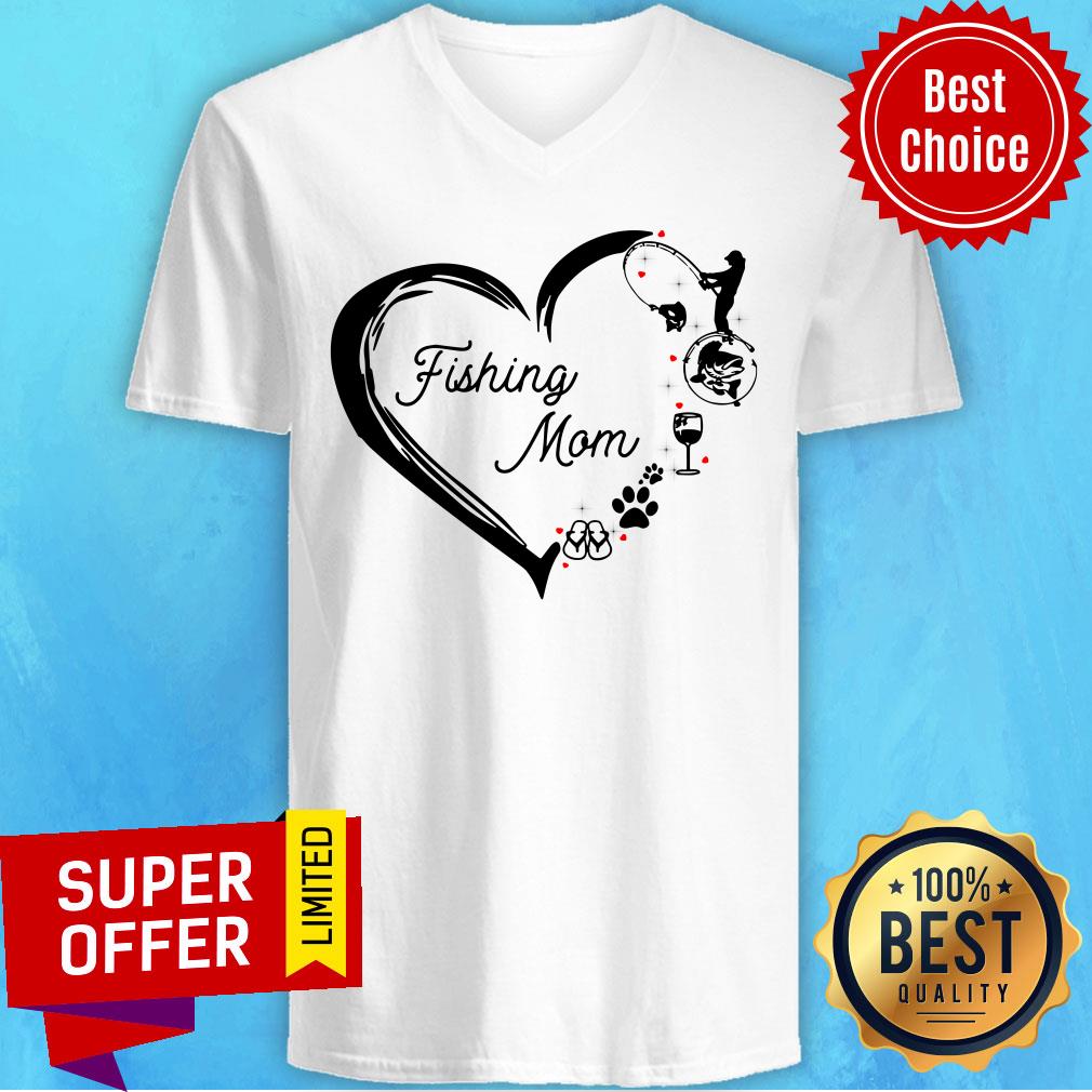 Nice Fishing Mom Heart Shirt - Image 2