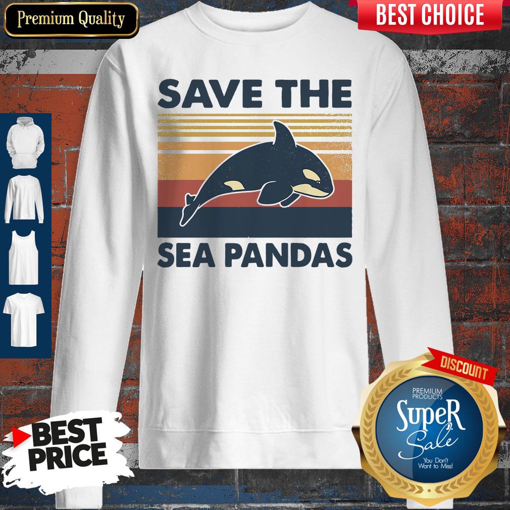 Awesome Dolphin Save The Sea Pandas Vintage Shirt - Image 4