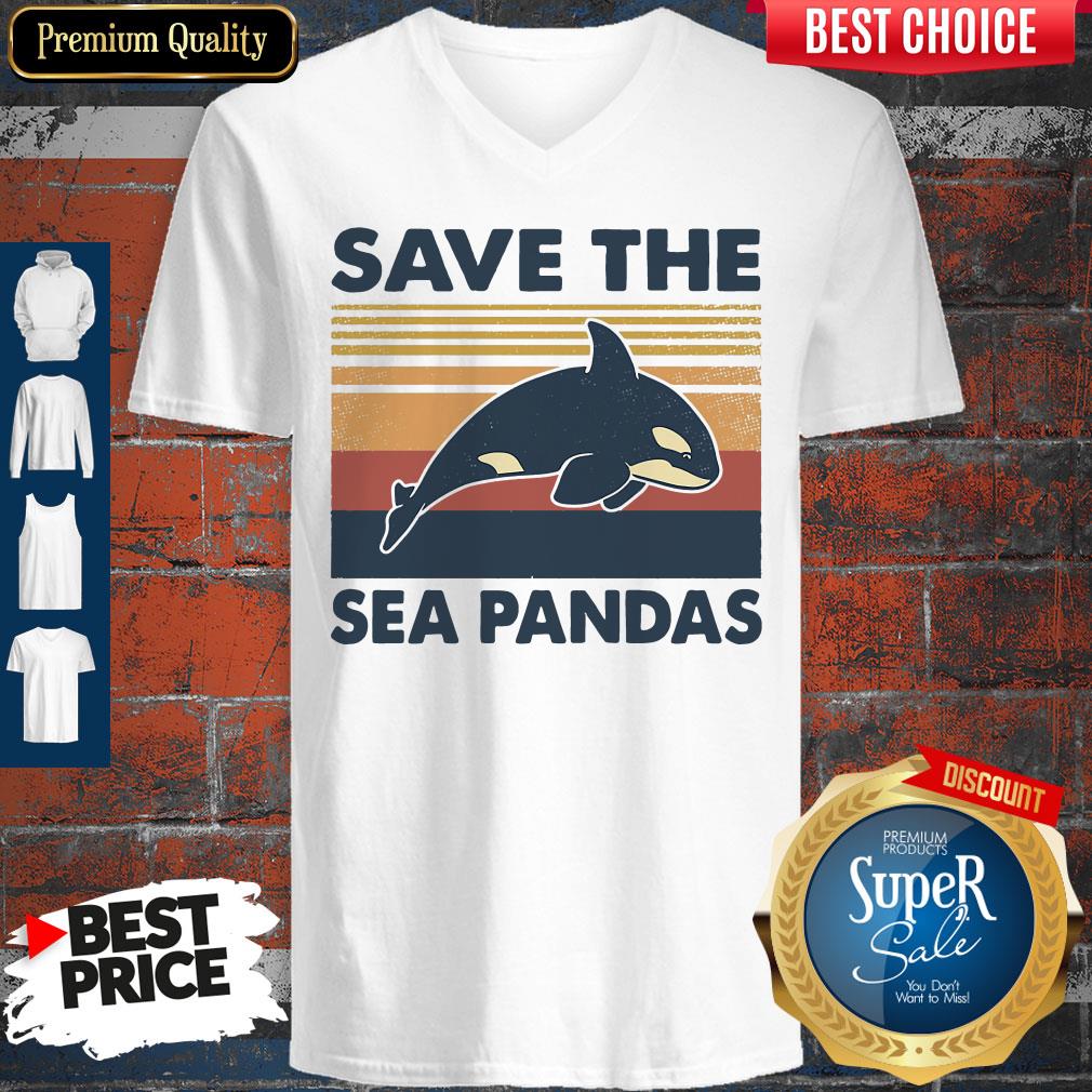 Awesome Dolphin Save The Sea Pandas Vintage Shirt - Image 3