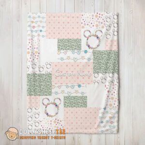 Perfect Disney Mickey Logo Heart Texture Blanket Fleece Customized Blanket