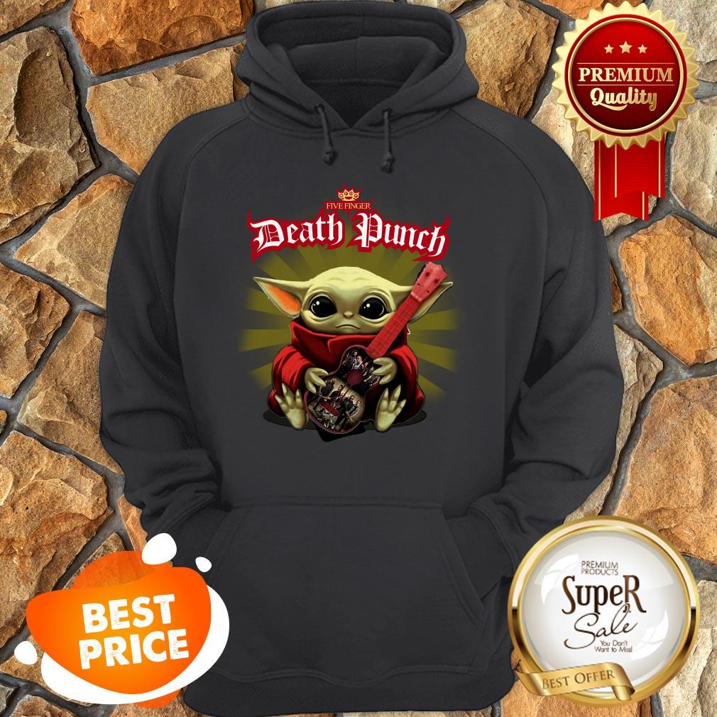 Star Wars Baby Yoda Hug Five Finger Death Punch 5FDP Guitar Shirt - Image 5