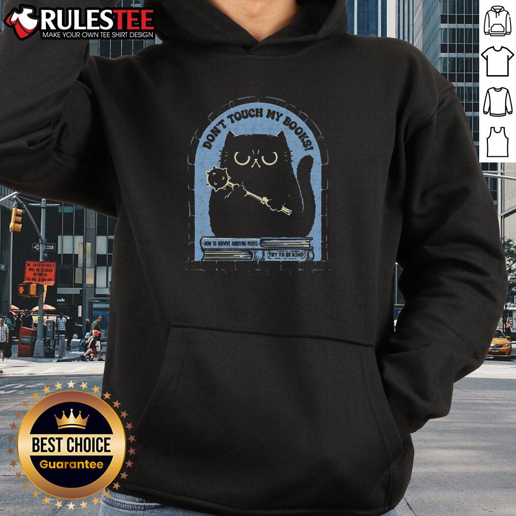Funny Cat Don't Touch My Books T-Shirt - Image 2