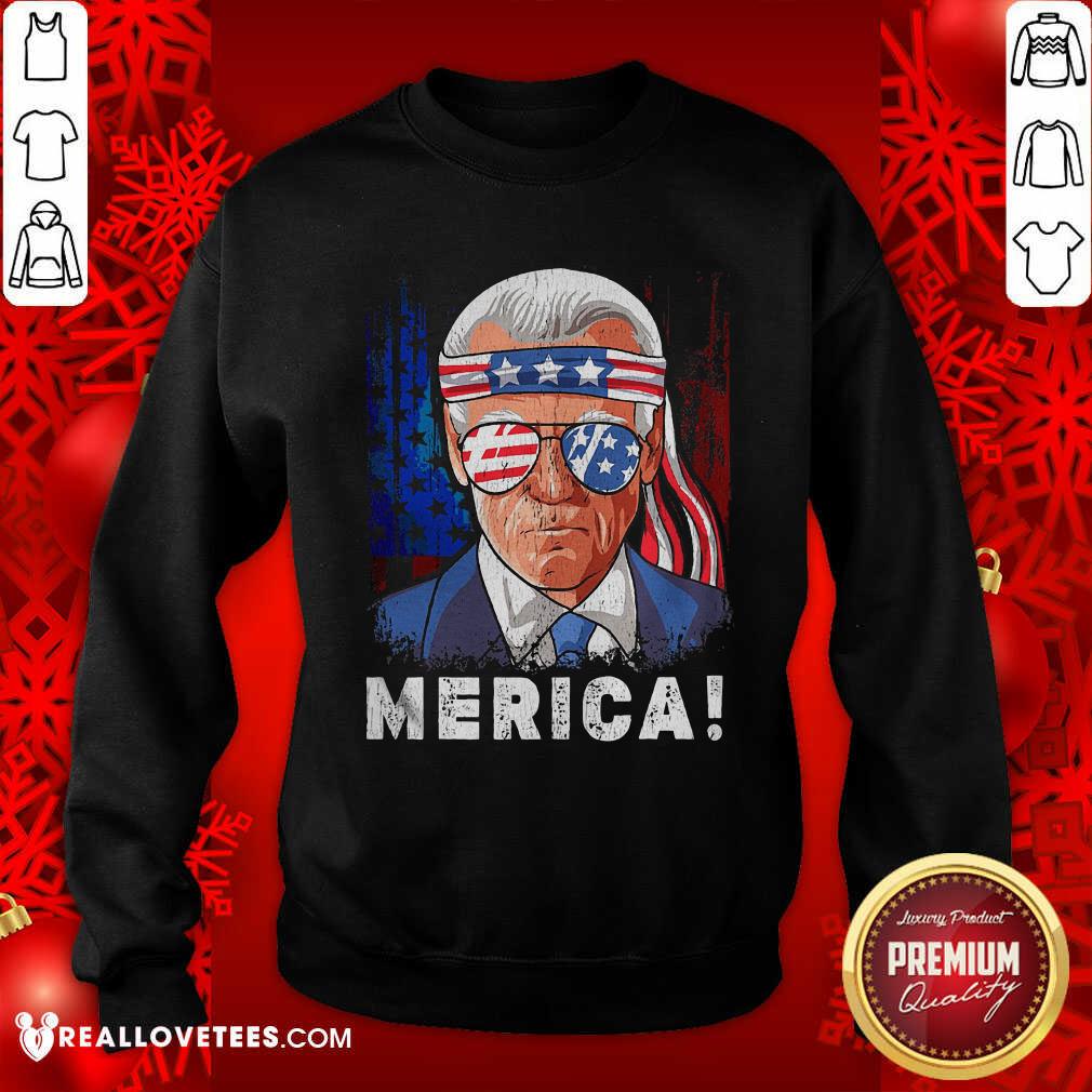Funny Joe Biden Merica Sunglasses Ribbon American Flag Shirt - Image 3
