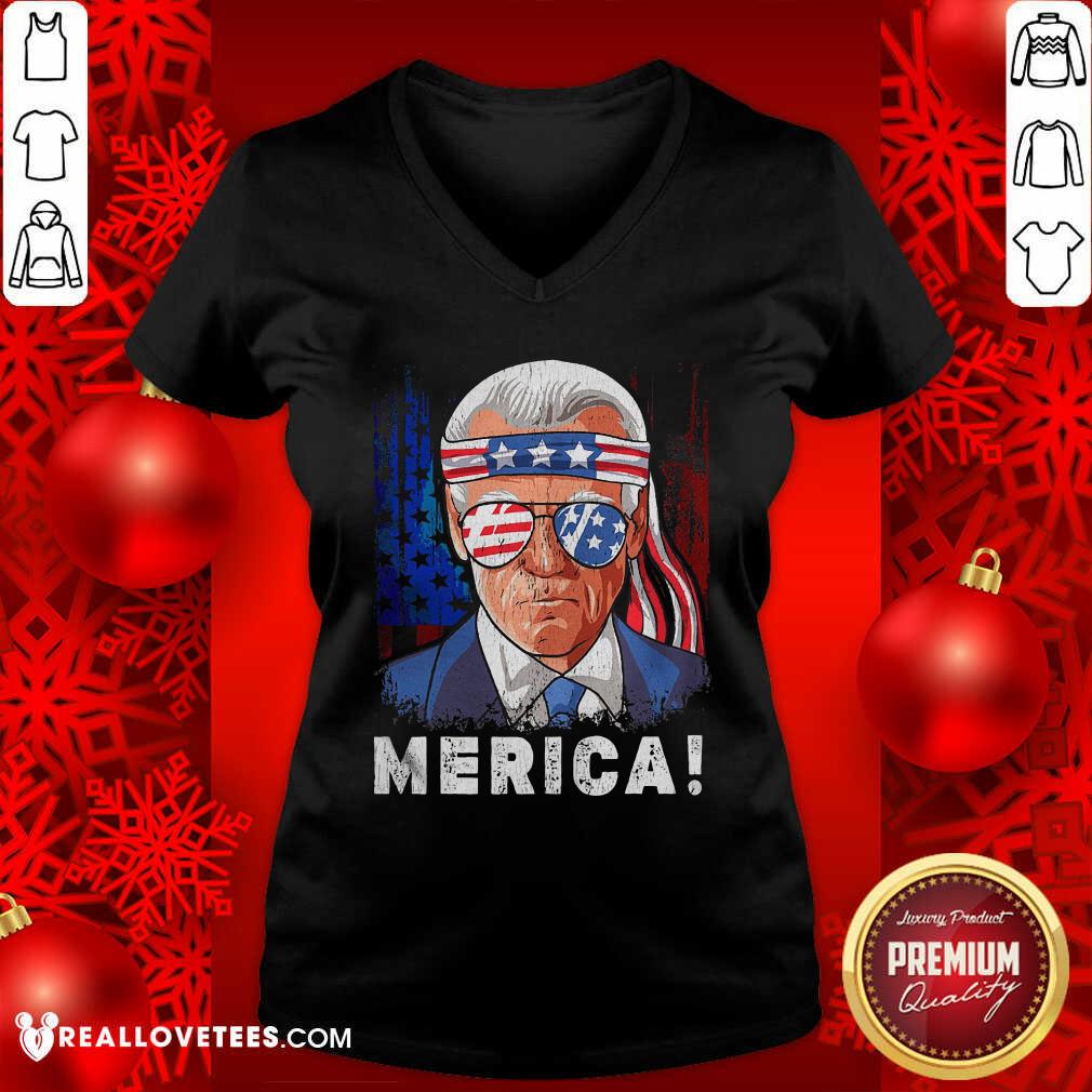 Funny Joe Biden Merica Sunglasses Ribbon American Flag Shirt - Image 5