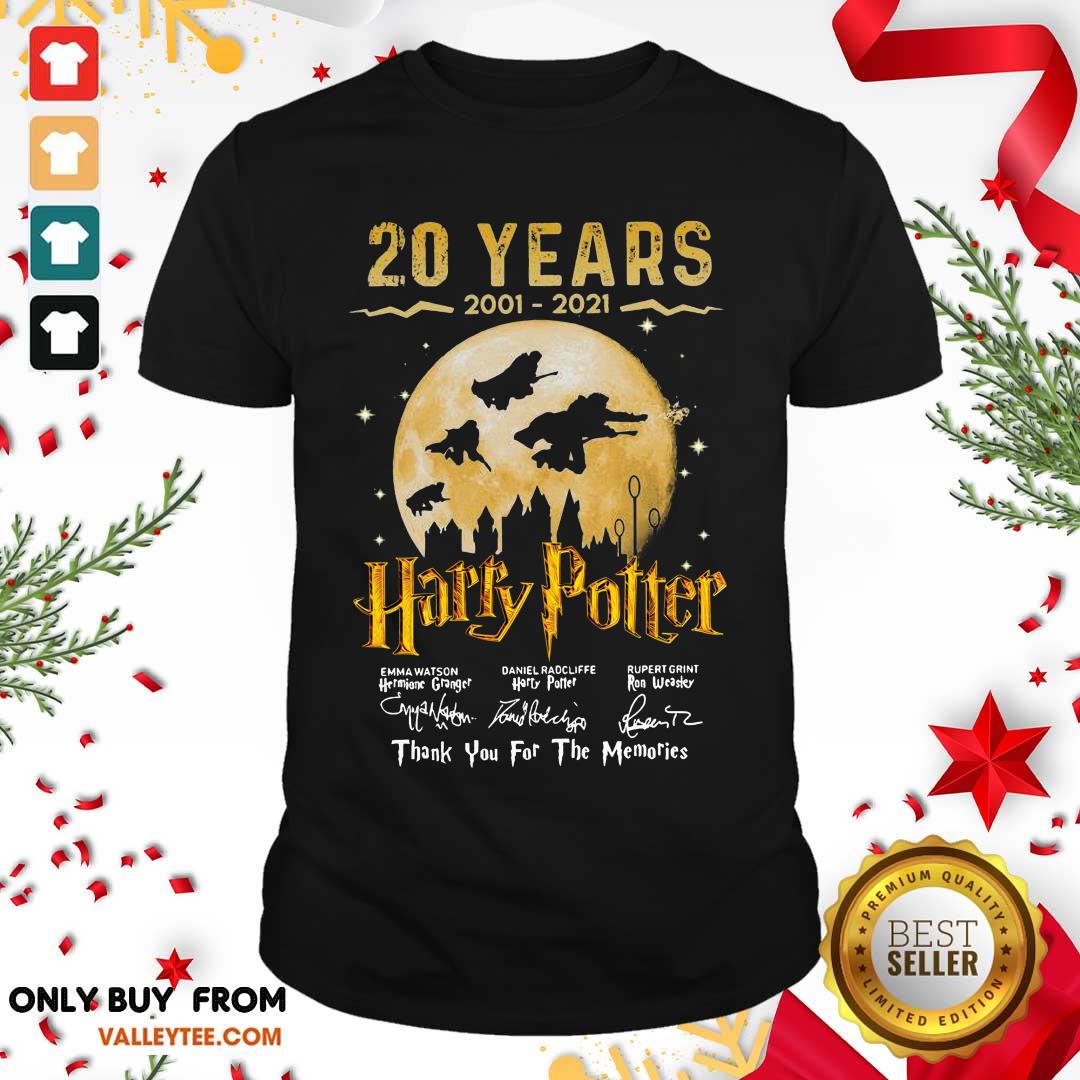 Funny 20 Years 2001 2021 Of Harry Potter Signature Thank You For The Memories Shirt