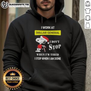 Alternative view of Awesome Snoopy I Work At Dollar General I Don't Stop When I'm Tired I Stop When I Am Done Christmas T-Shirt